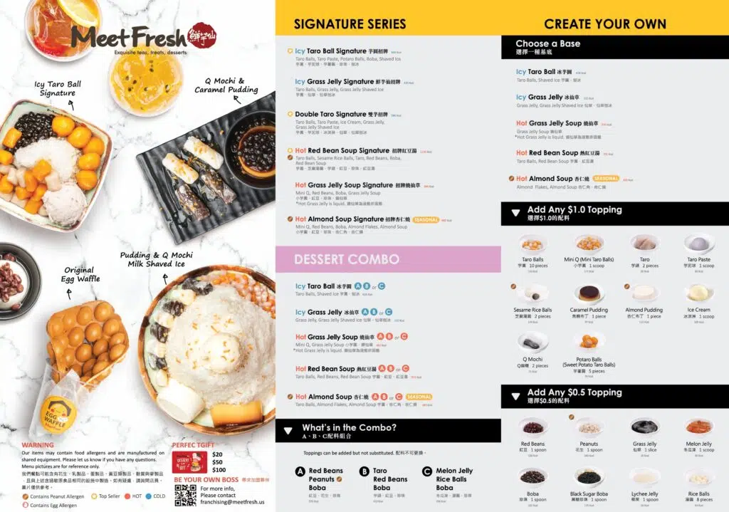 Meet Fresh Menu Canada List